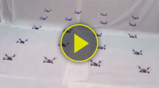 A Swarm of Nano Quadrotors: Real Life Space Invaders!