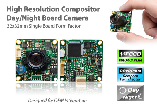 1/4" High Resolution Day/Night Board Camera